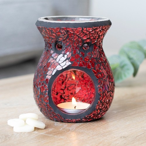 Large red crackle glass - glass, oil